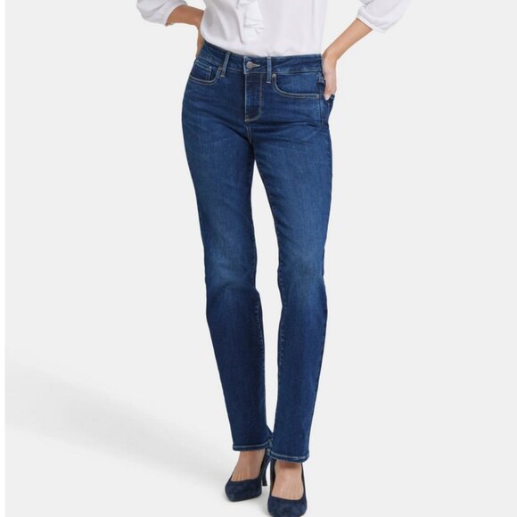 NYDJ Marilyn Straight Jeans, Jordan Medium Blue, Size 10 - Picture 1 of 9